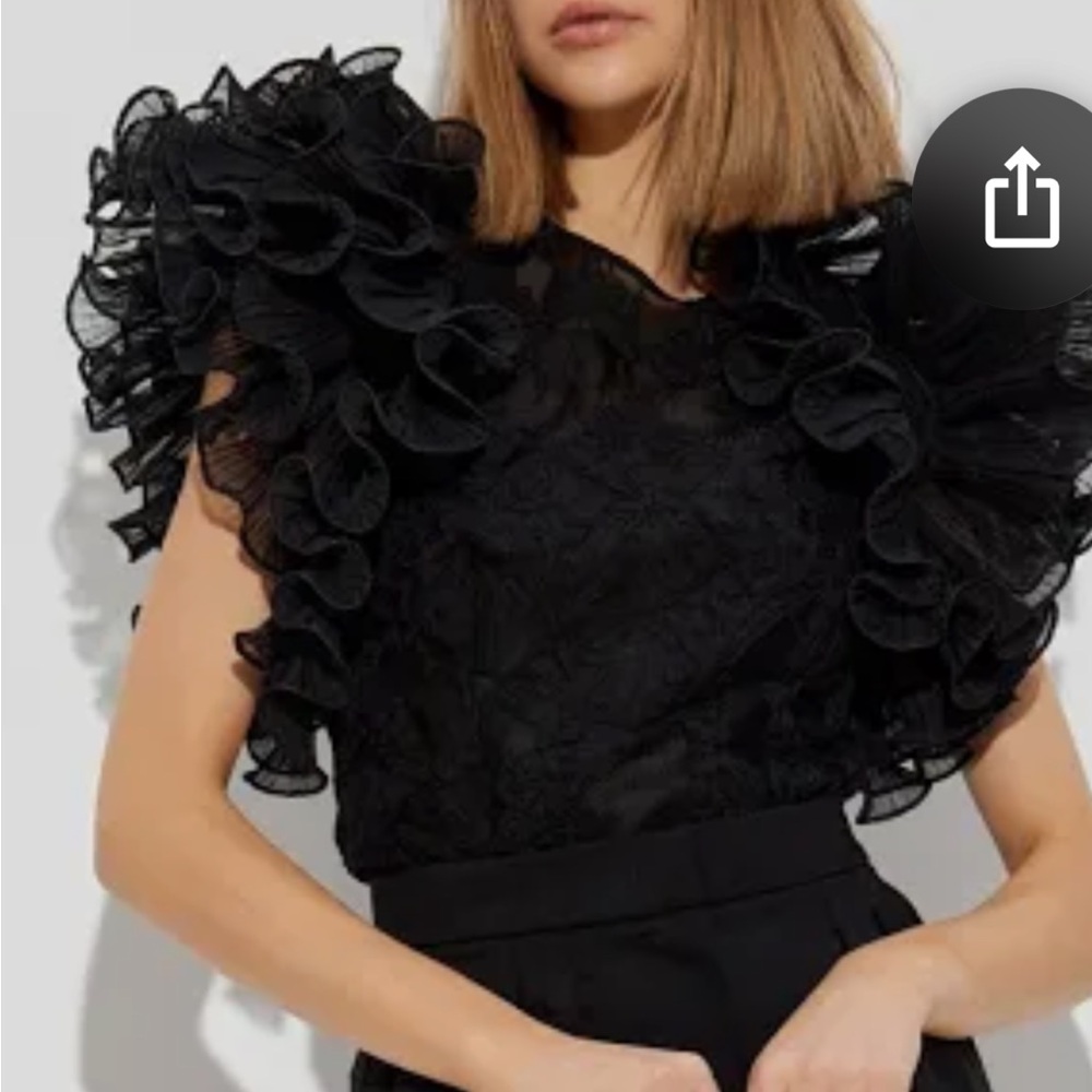 NWOT Zimmermann Black lace Ruffled Blouse
